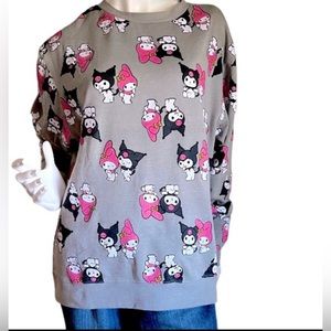 Sanrio Hello Kitty Friends My Melody Kuromi 2-Sided Print Women’s Sweatshirt NEW